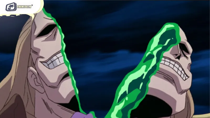 Gasparde’s monstrous power, fueled by the Ame Ame no Mi, turns the battlefield into a chaotic storm of candy and rage.