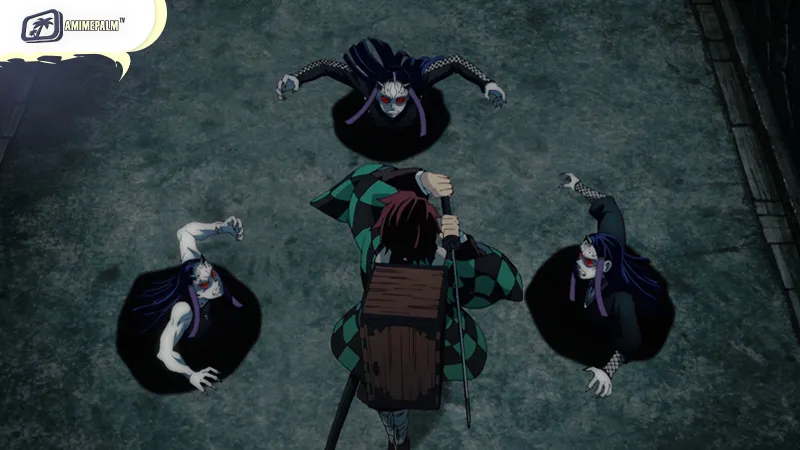 Tanjiro’s first mission in Kidnapper’s Bog Arc, facing a demon and showcasing Water Breathing.