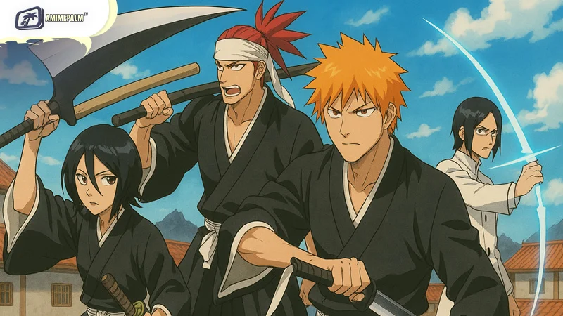 Bleach anime poster - stylish action fantasy with Soul Reapers, Zanpakuto, and epic bankai battles.