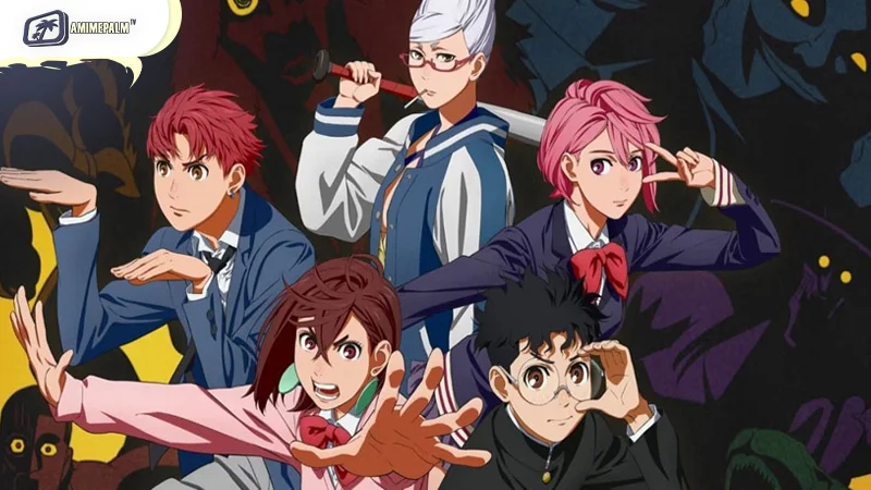 Dandadan anime visual - chaotic urban fantasy with ghosts, aliens, psychic powers, and teenage mayhem.