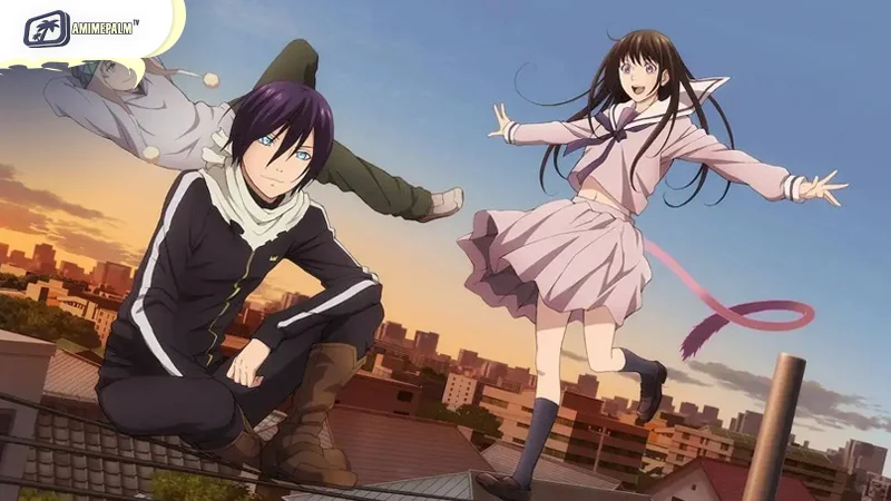 Noragami anime visual - urban fantasy with Yato, Phantoms, soul battles, and godly drama in the city.