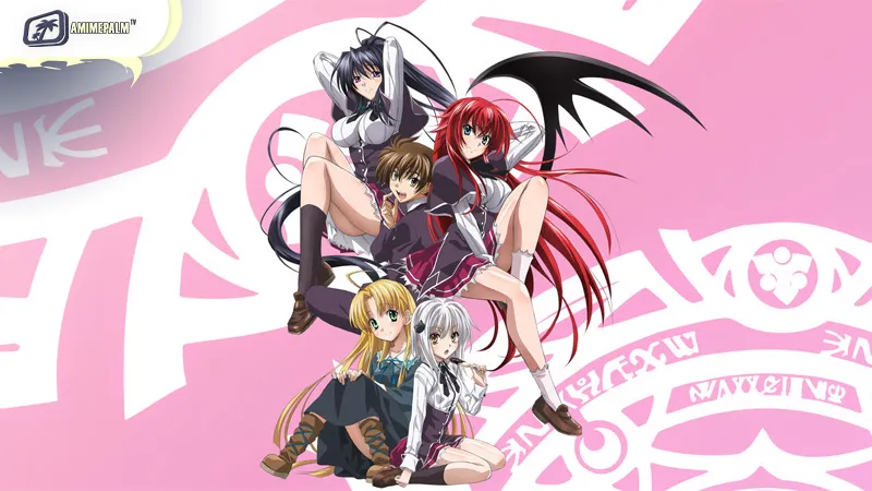 Issei Hyoudou and Rias Gremory in the supernatural action harem anime High School DxD