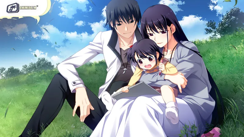 Yuuji Kazami and the heroines of the psychological harem anime Fruits of Grisaia