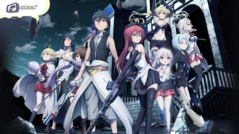 Arata Kasuga and the powerful witches of the Trinity Seven harem anime