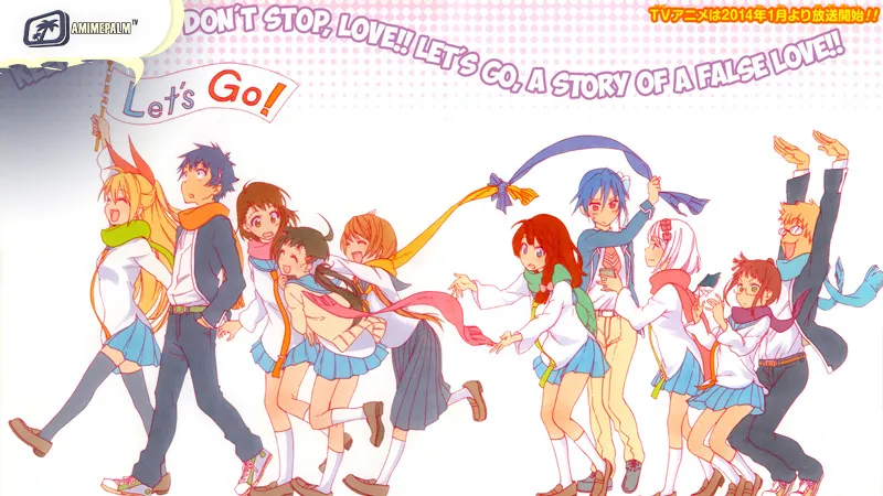 Raku Ichijo and Chitoge Kirisaki in the fake-dating romance harem anime Nisekoi