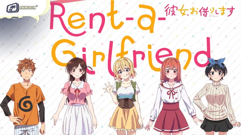 Kazuya Kinoshita and Chizuru Mizuhara in the modern romance harem anime Rent-a-Girlfriend