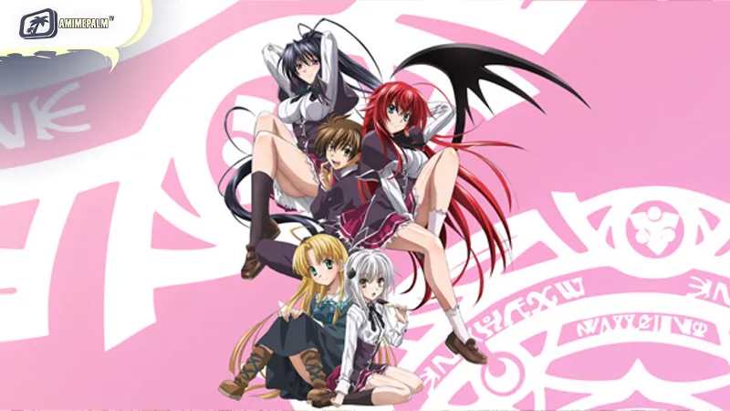 Issei Hyoudou and Rias Gremory in the supernatural romance harem anime High School DxD