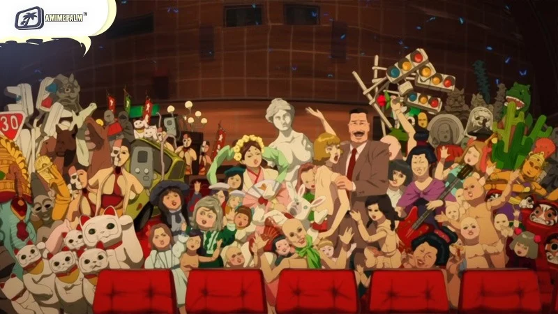 Paprika's dream alter ego navigating a surreal and vibrant dreamscape.