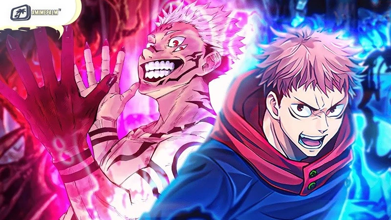 Yuji Itadori as Sukuna's Vessel wielding Cursed Energy in Jujutsu Kaisen